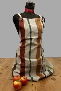 Grembiule in lino decorato righe tabacco