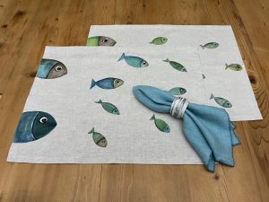 Coppia Tovagliette motivo pesci+ tovaglioli